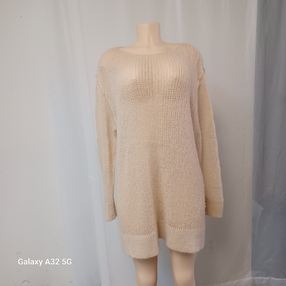 Free People Cream Knit Sweater Size M - Picture 4 of 11